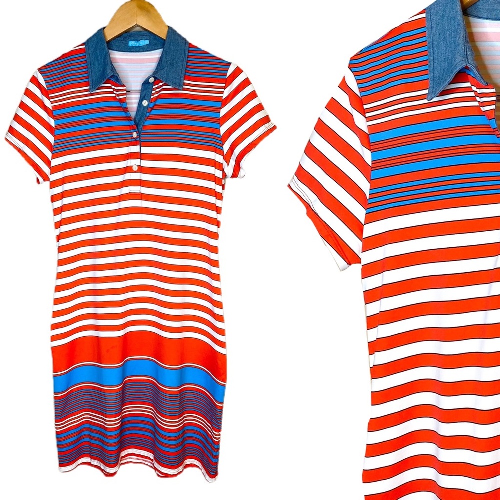 J McLaughlin Striped Chambray Dress size Medium